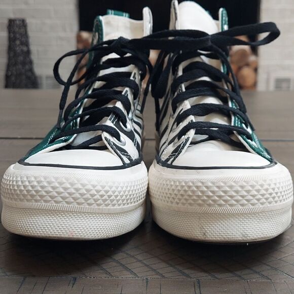 Converse All Stars Chuck Lift Custom Green Zebra Platform Sneaker Sz 4 - Picture 5 of 10
